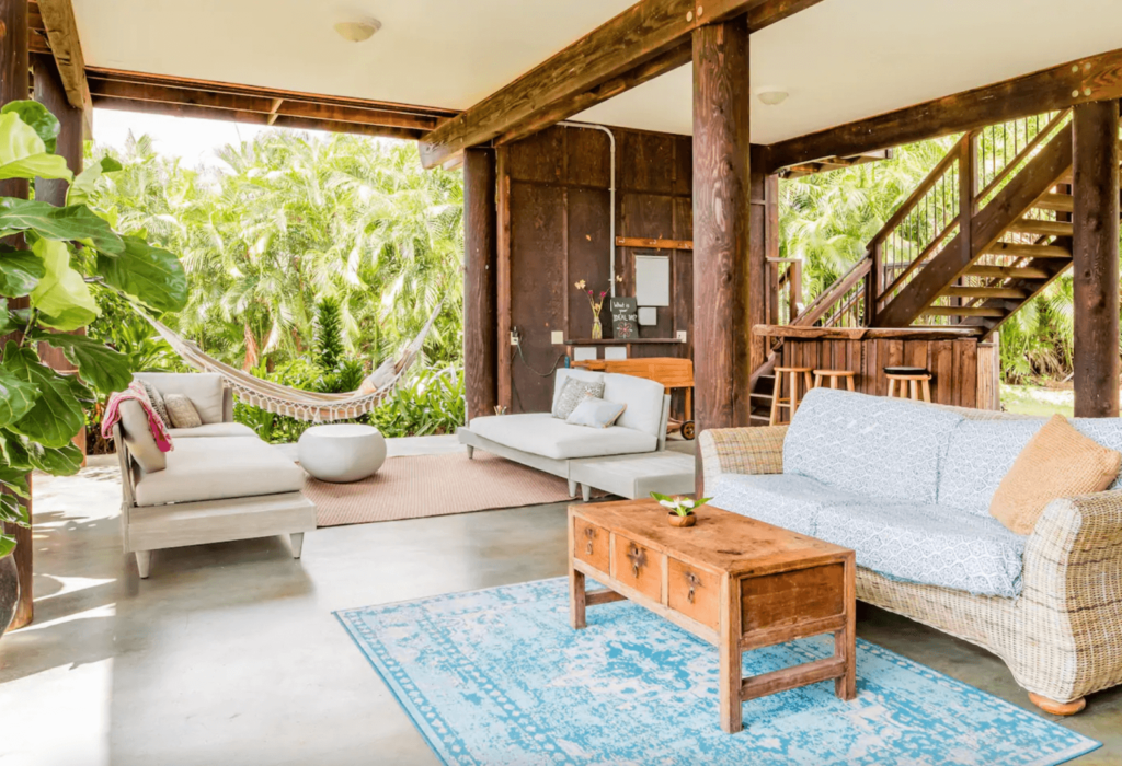 Hawaii airbnb interior hammock