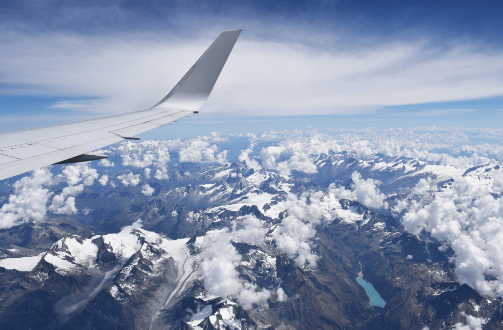 view of mountains from plane