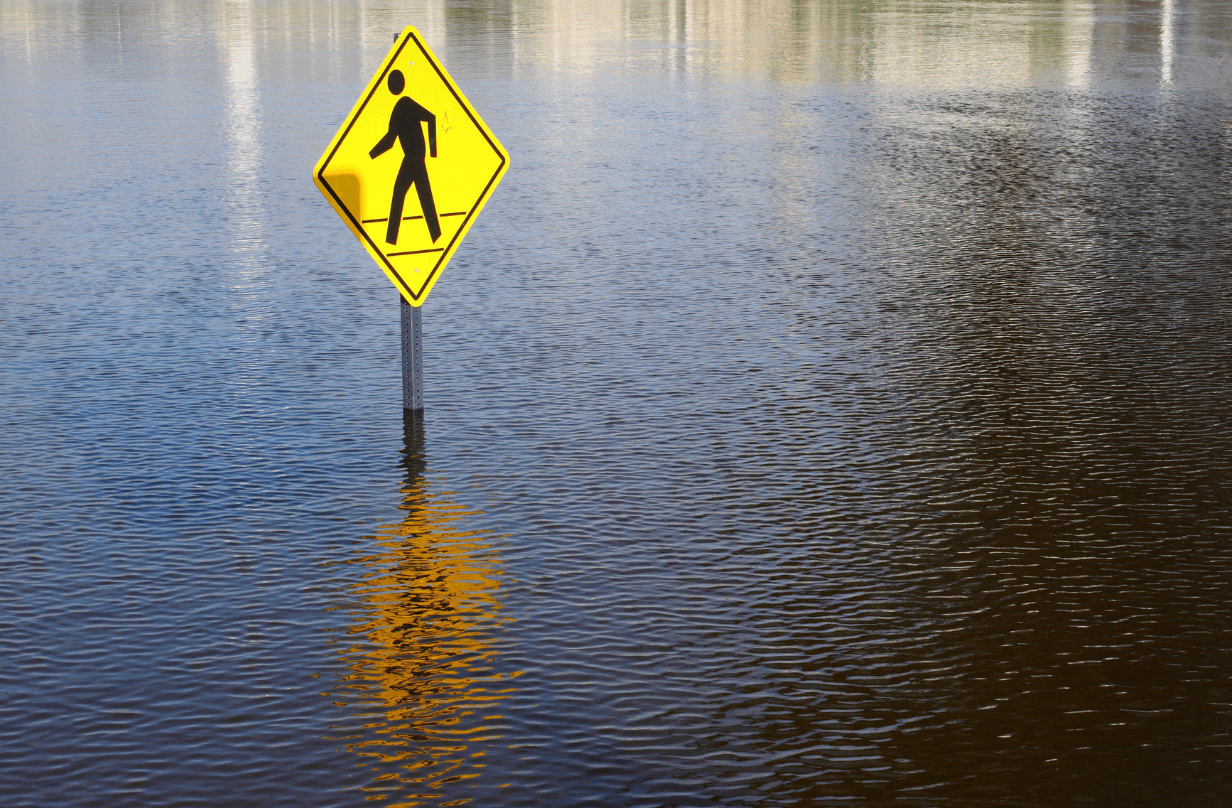 sign in flood water