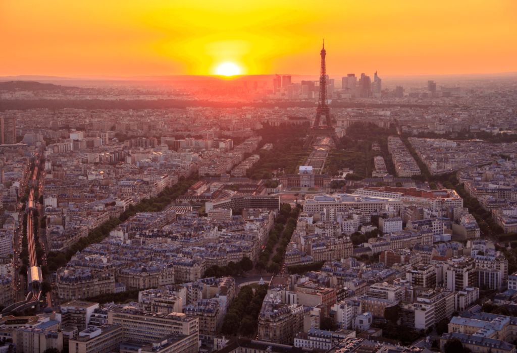 Sunset at Montparnasse Tower Paris eiffel tower view