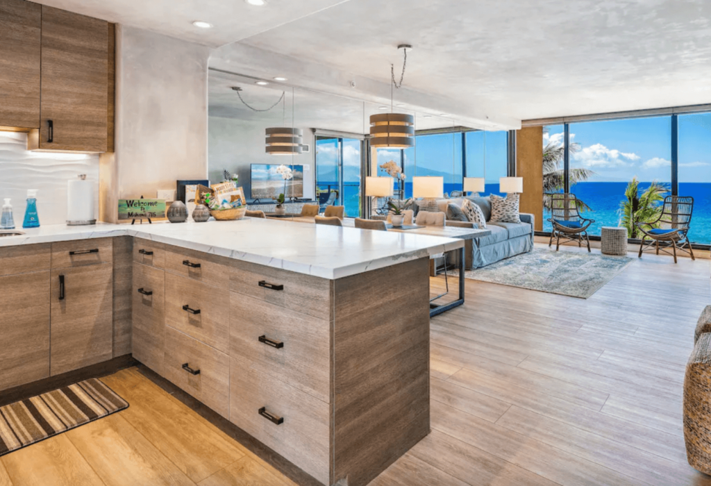 kitchen with oceanfront view hawaii
