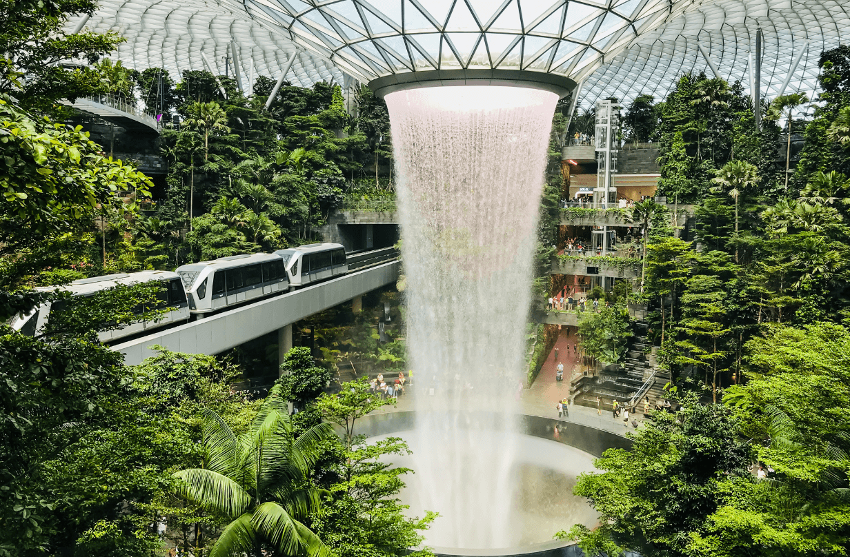 changi airport waterfall