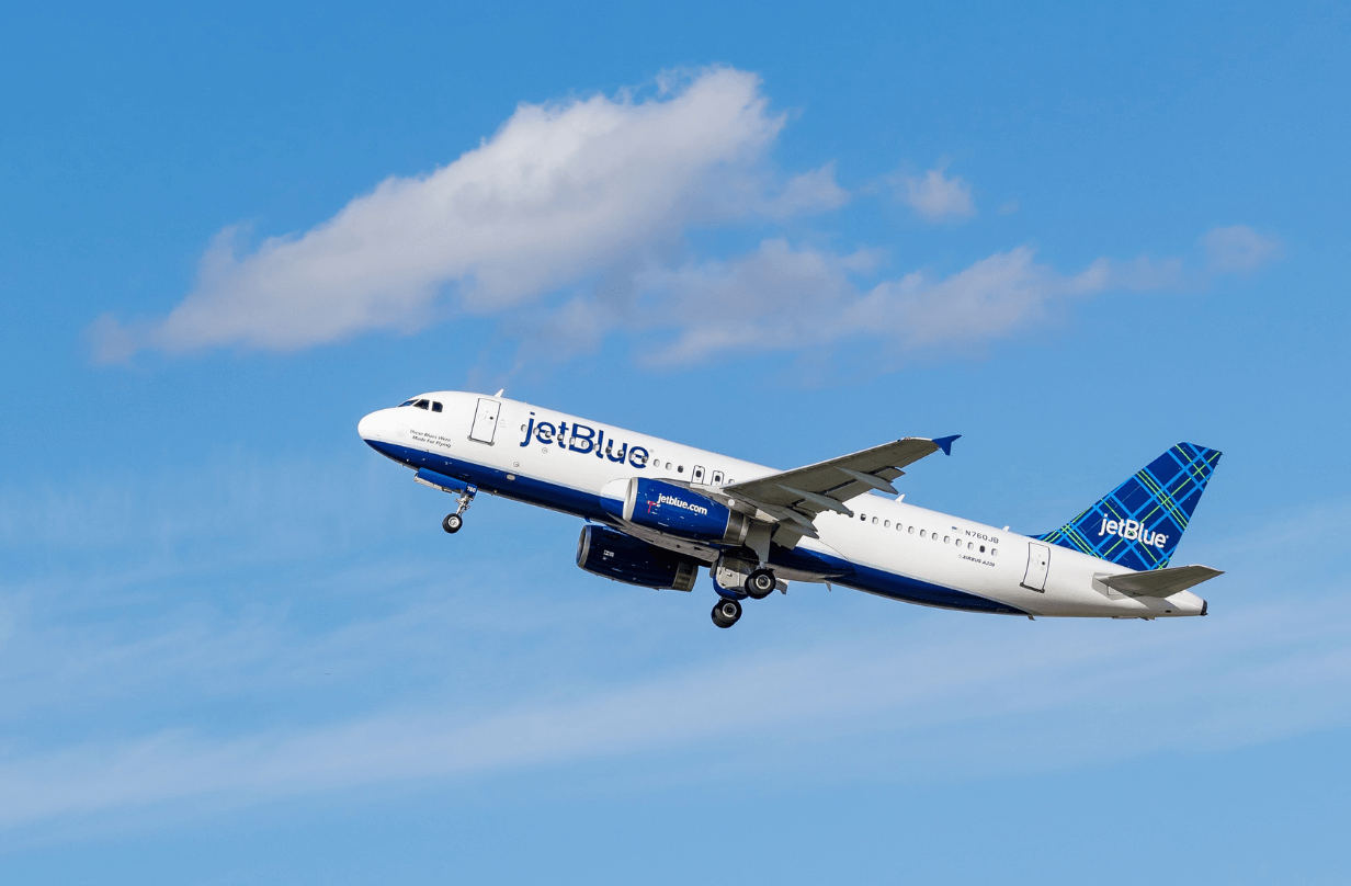 jetblue plane in the sky