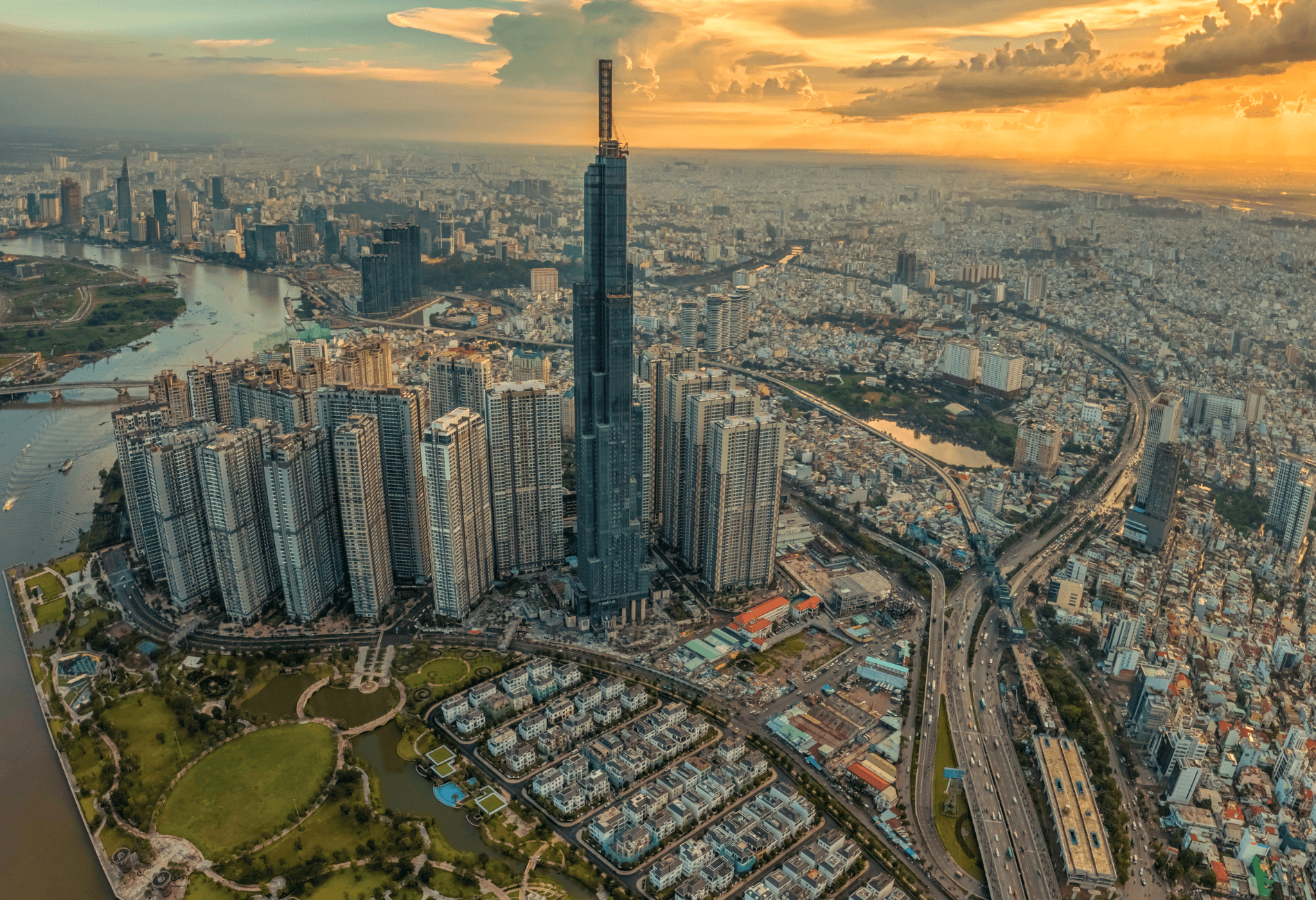 Saigon aerial city view