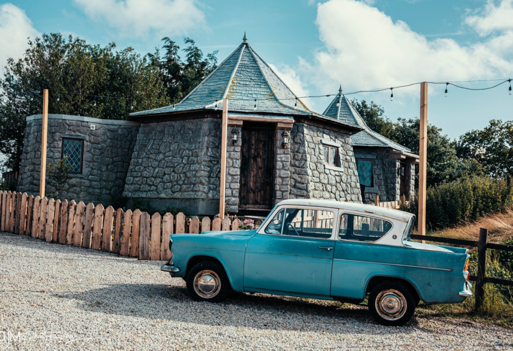 car parked in front of castle