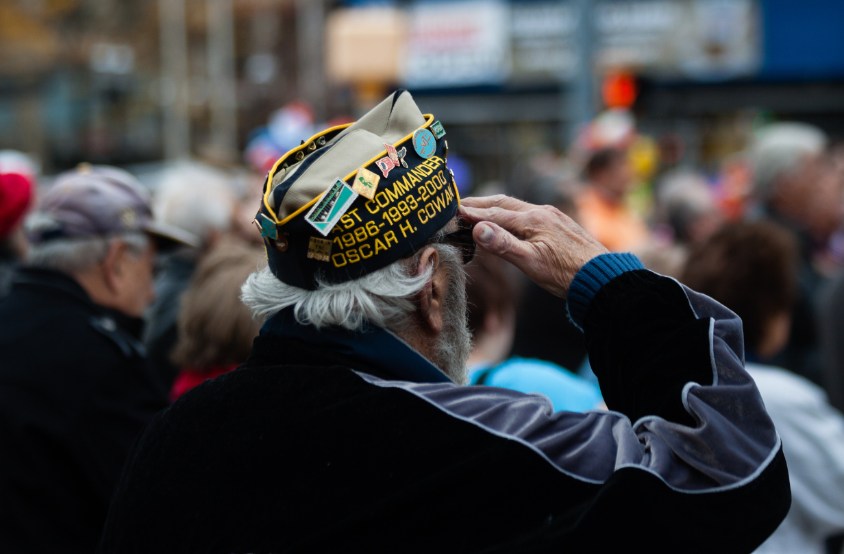 US veteran saluting