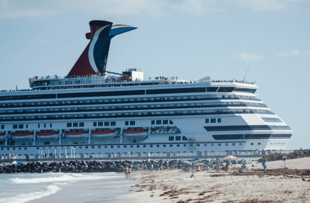 Cruise ship near shoreline