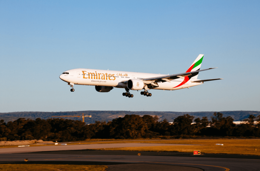 emirates airplane taking off