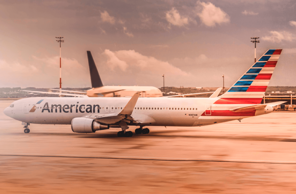 american airlines plane on tarmac