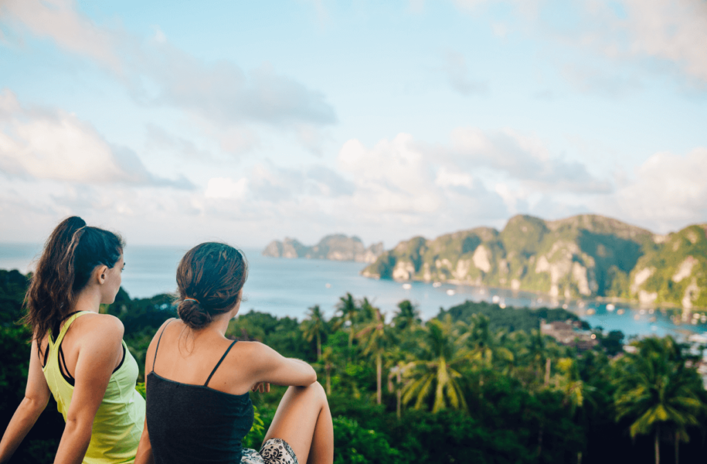 two travelers staring out at the view