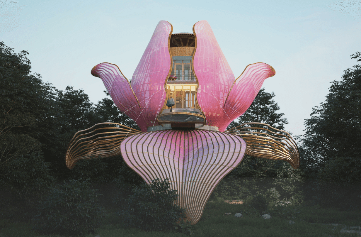 Airbnb OMG! fund winners flower shaped home