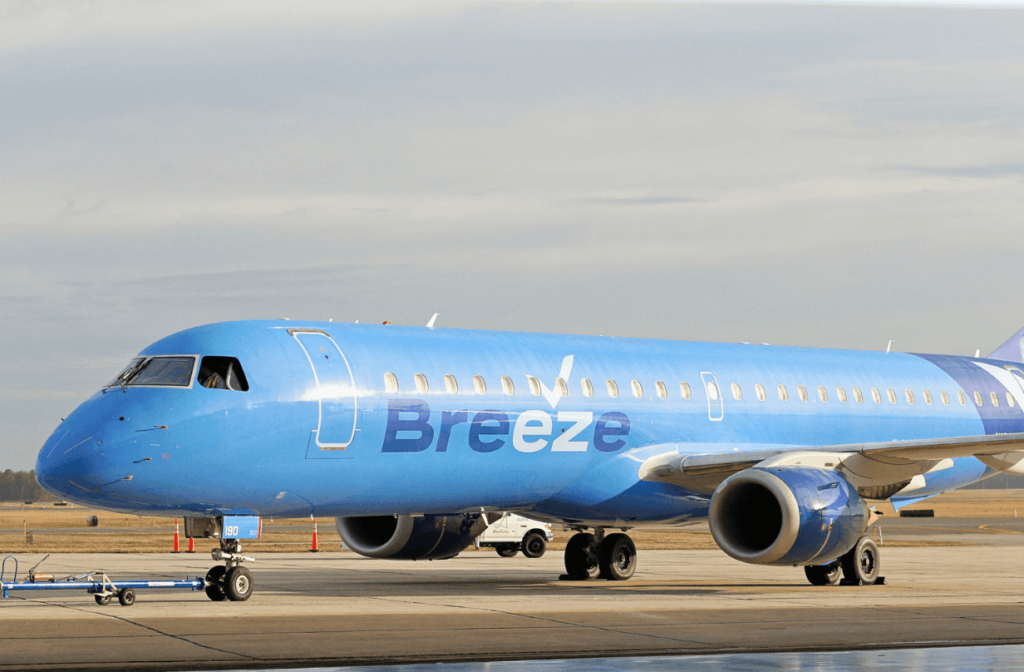 breeze airways plane on tarmac