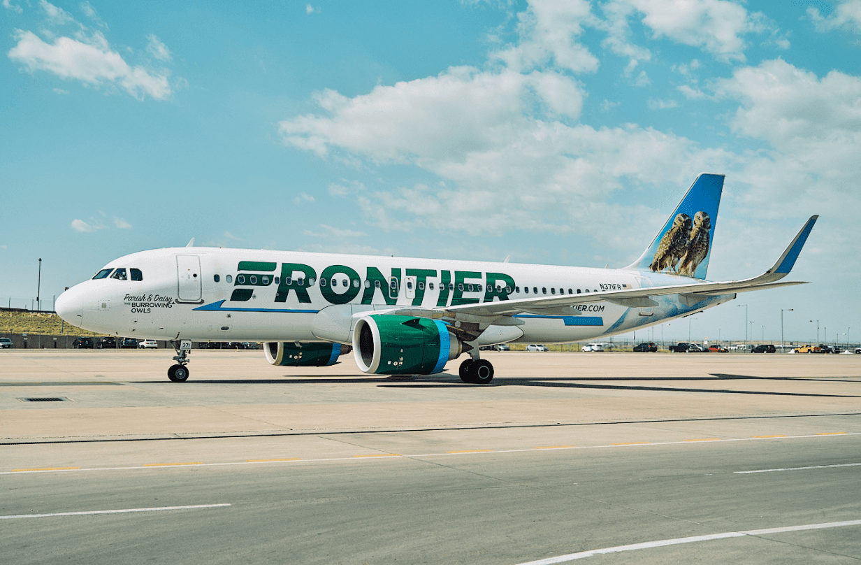 frontier airplane on tarmac