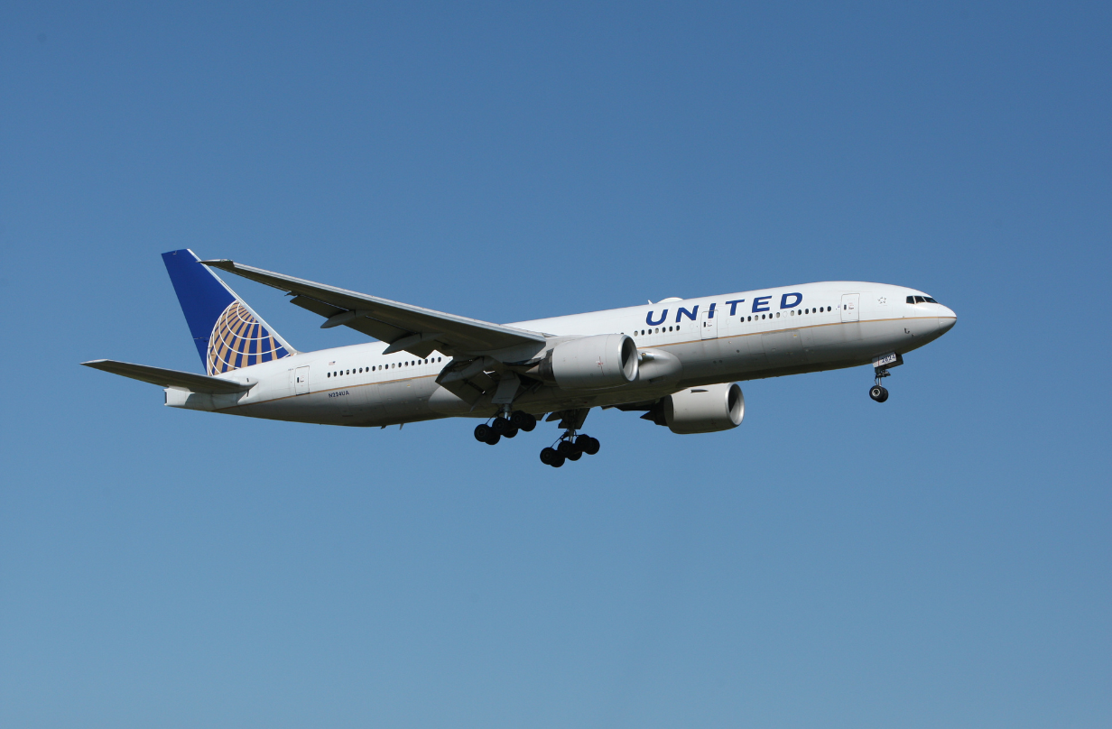 united airlines plane in sky