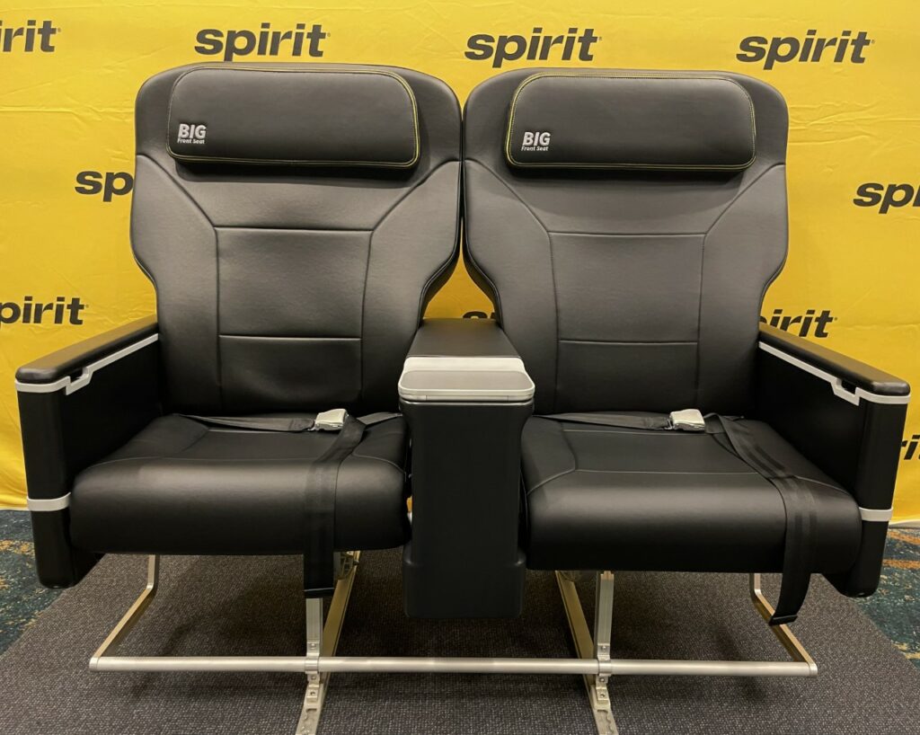 spirit airlines' big front seat prototypes at an event