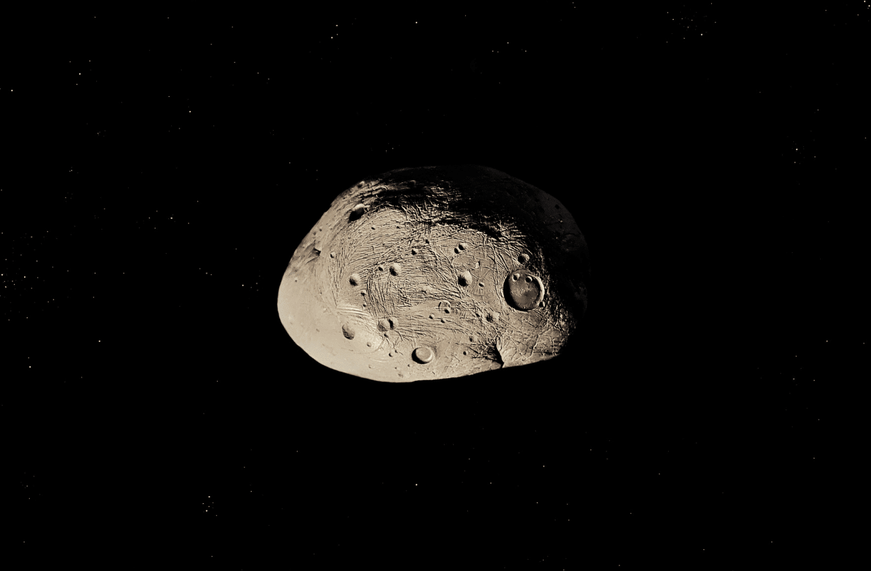 asteroid against black background