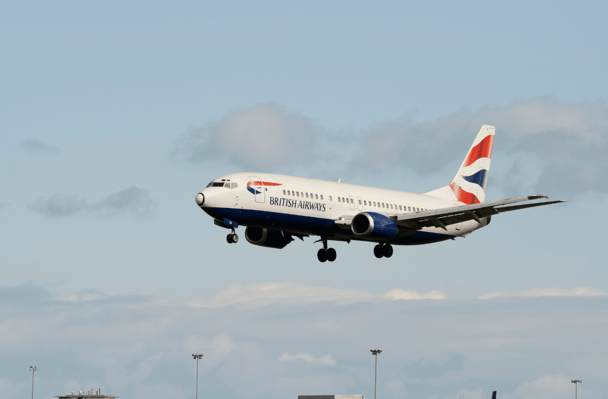 British airways plane in sky