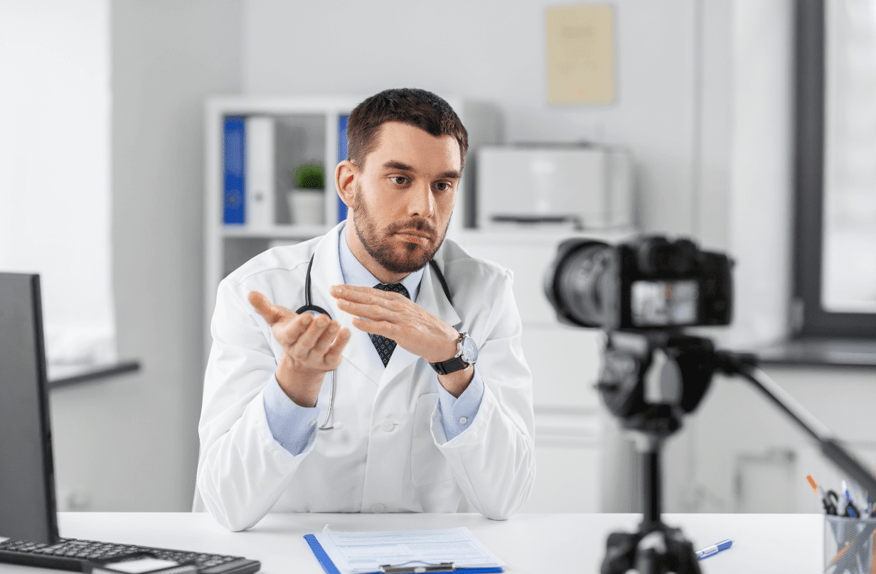 telehealth doctor recording with camera