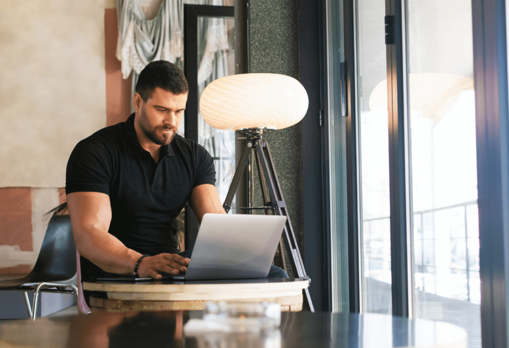 man working on laptop