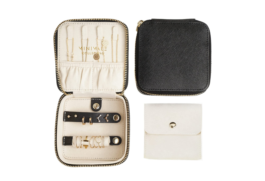open jewelry organizer case with accessories
