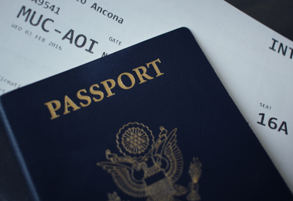 US passport and plane ticket