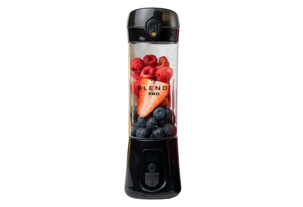 portable blender with fruit in it