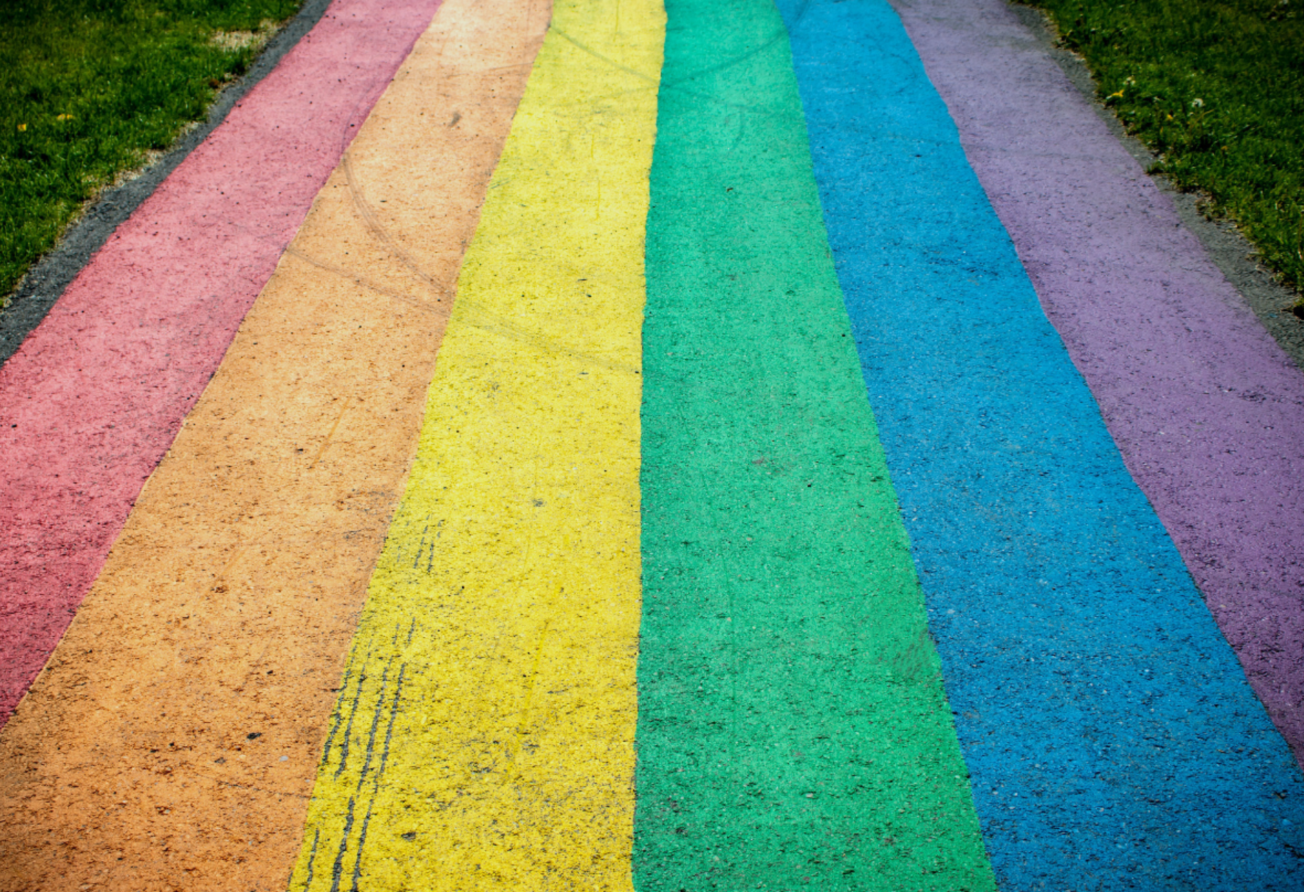 rainbow lines on a road