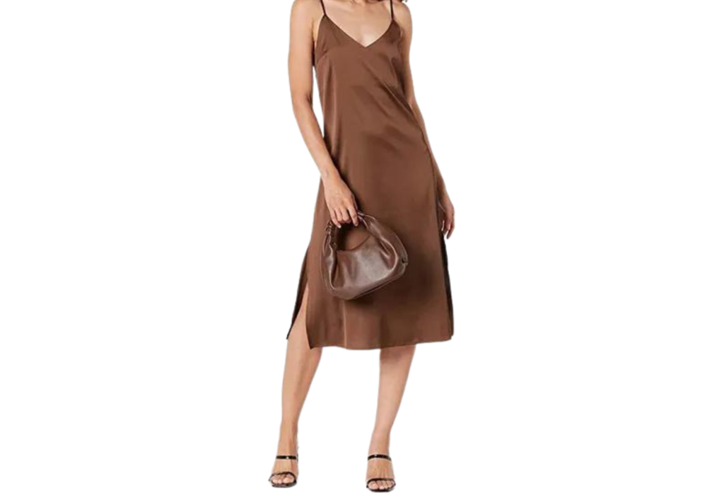 brown slip dress