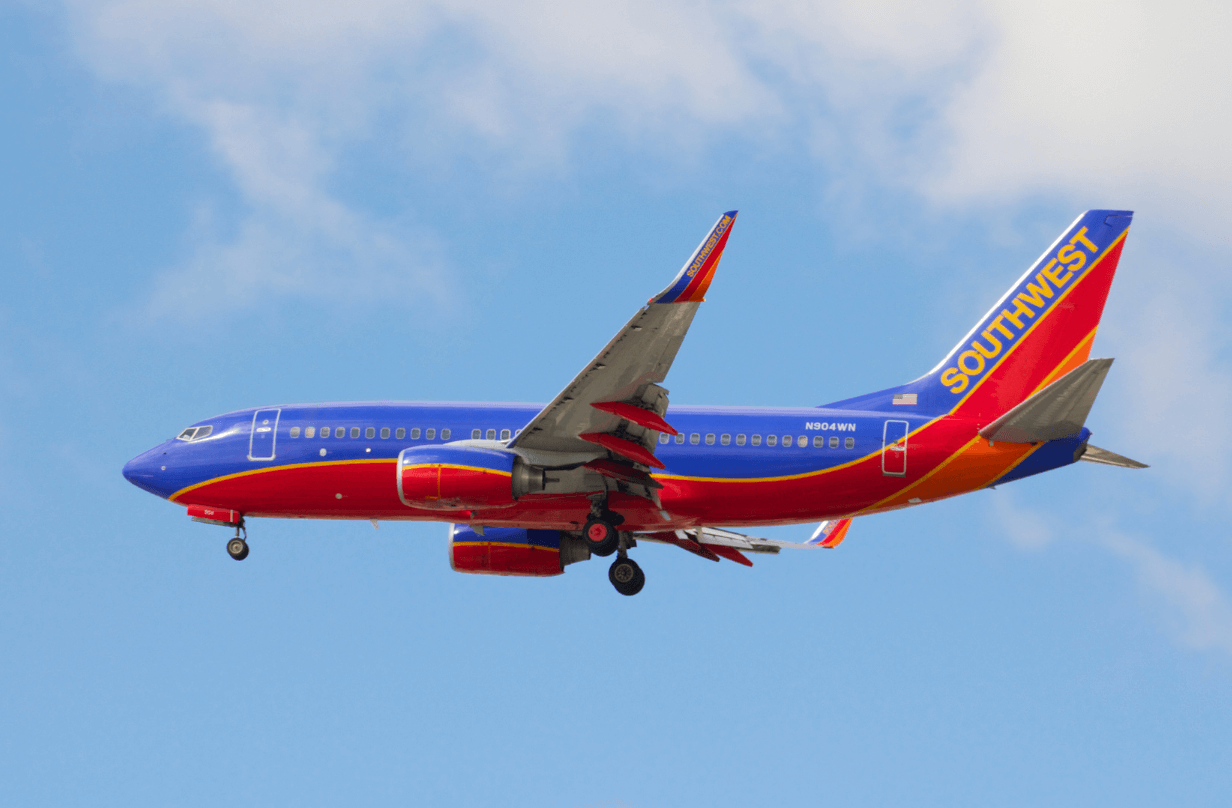 plane in sky, southwest companion pass