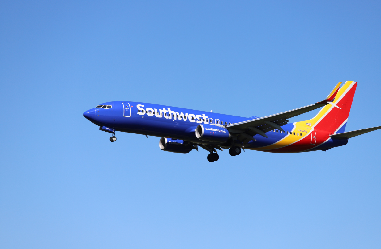 southwest plane in the sky