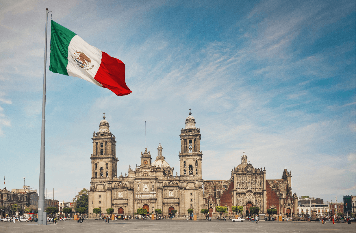 mexico flag in front of building