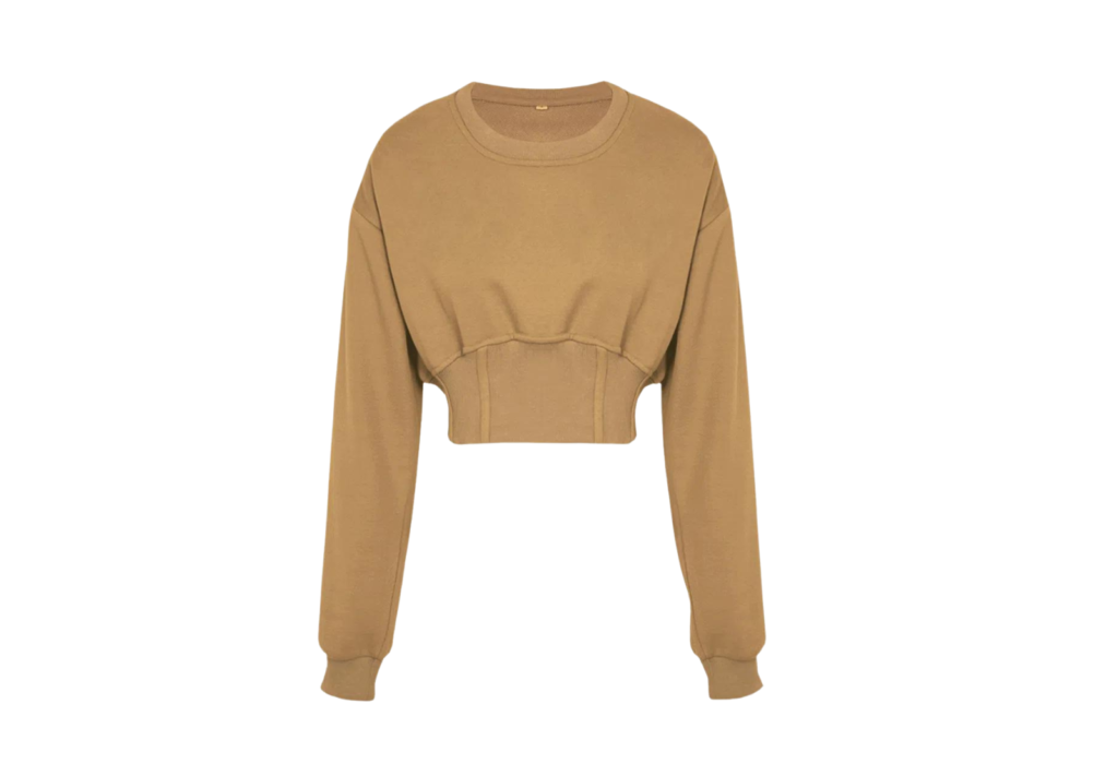 camel color crop top sweatshirt