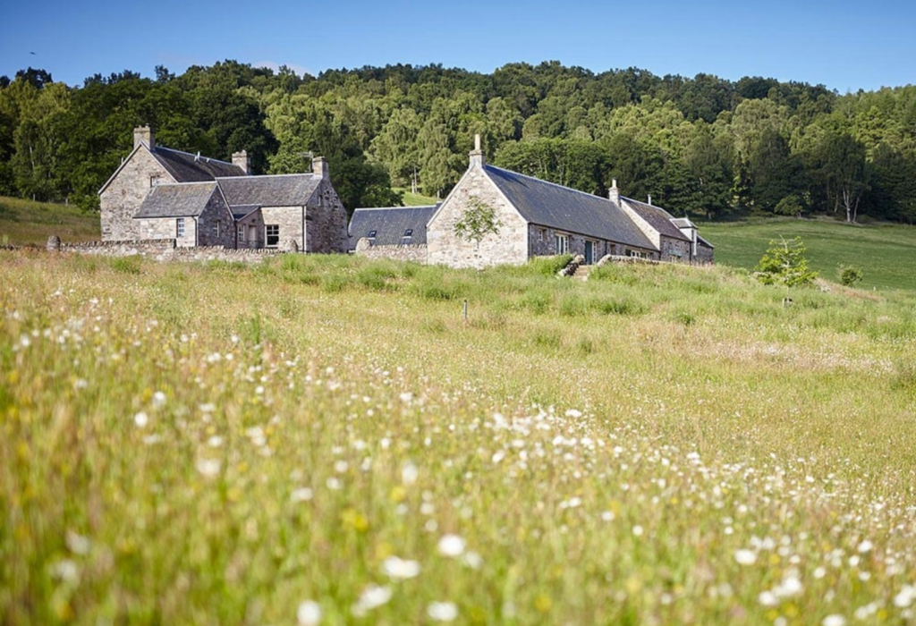 cottages in a prairie field