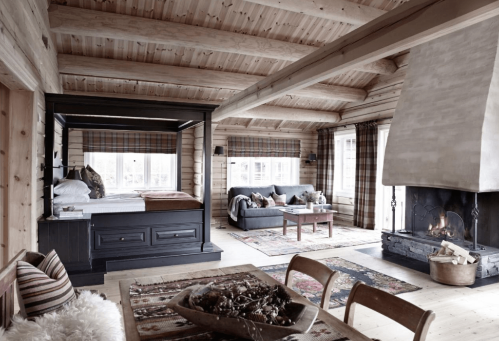 a beautitful scandinavian styled hotel bedroom in norway