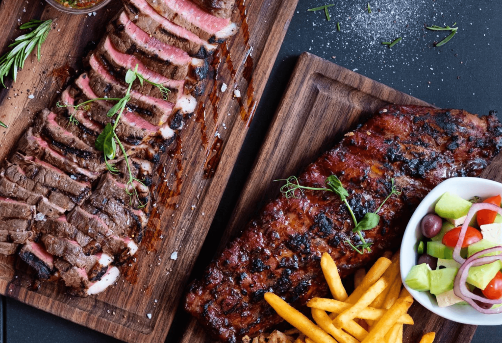 two portions of steak in the butcher shop and grill in cape town