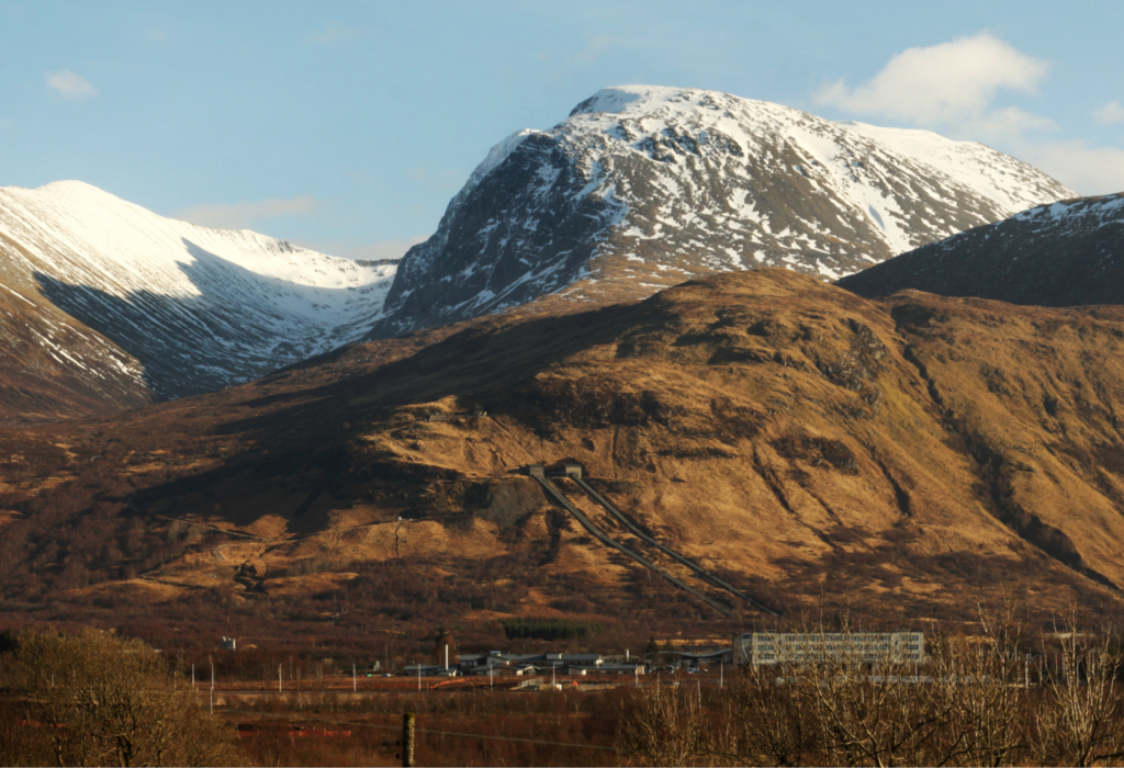 distant view of a mountain with snow on it