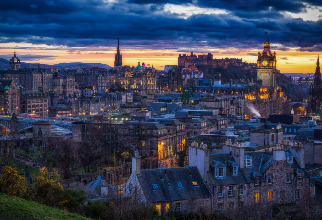 bird's eye view of downtown Edinburgh