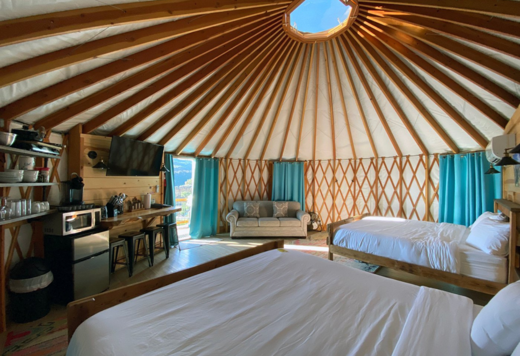 inside a yurt near Zion