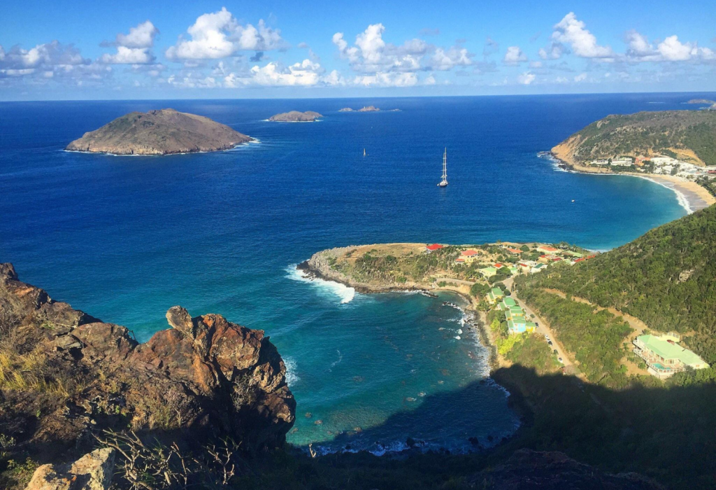 Bird's eye view of a portion of the island of St. Barts