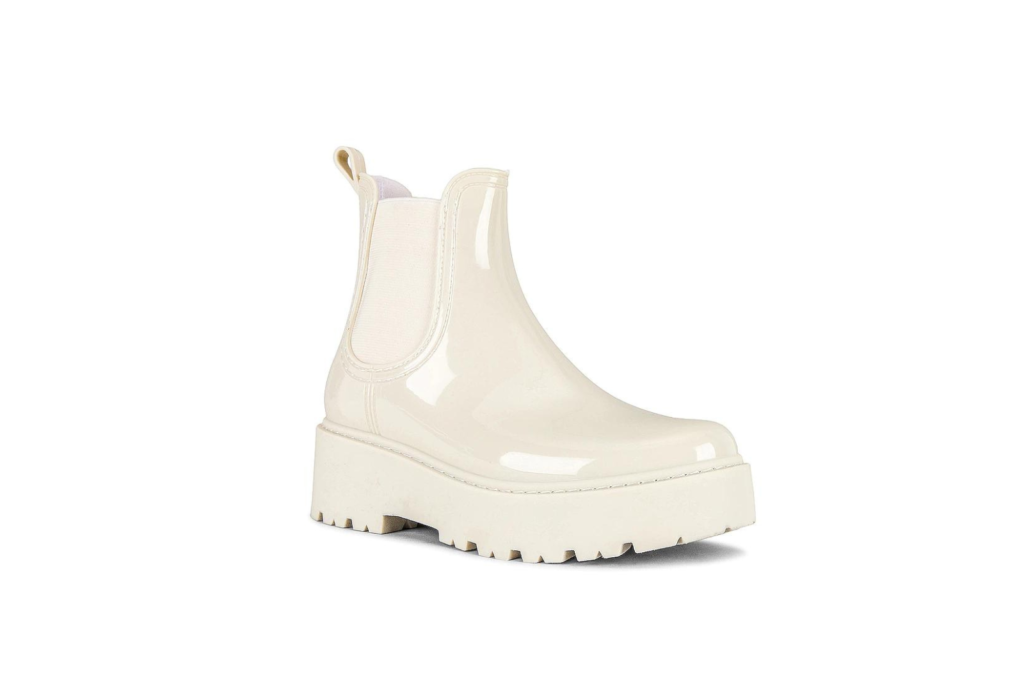 cream patent faux leather boots