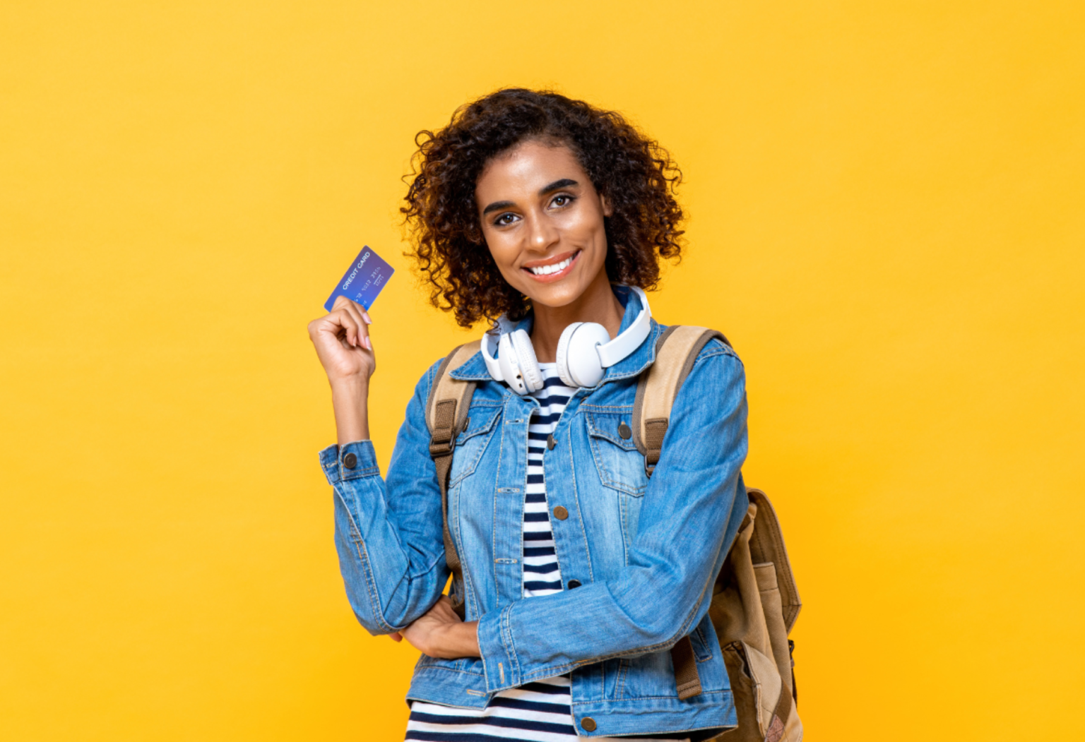 woman holding a credit card