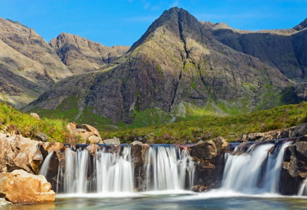 Several waterfalls in Scotland called the Fairly Pools