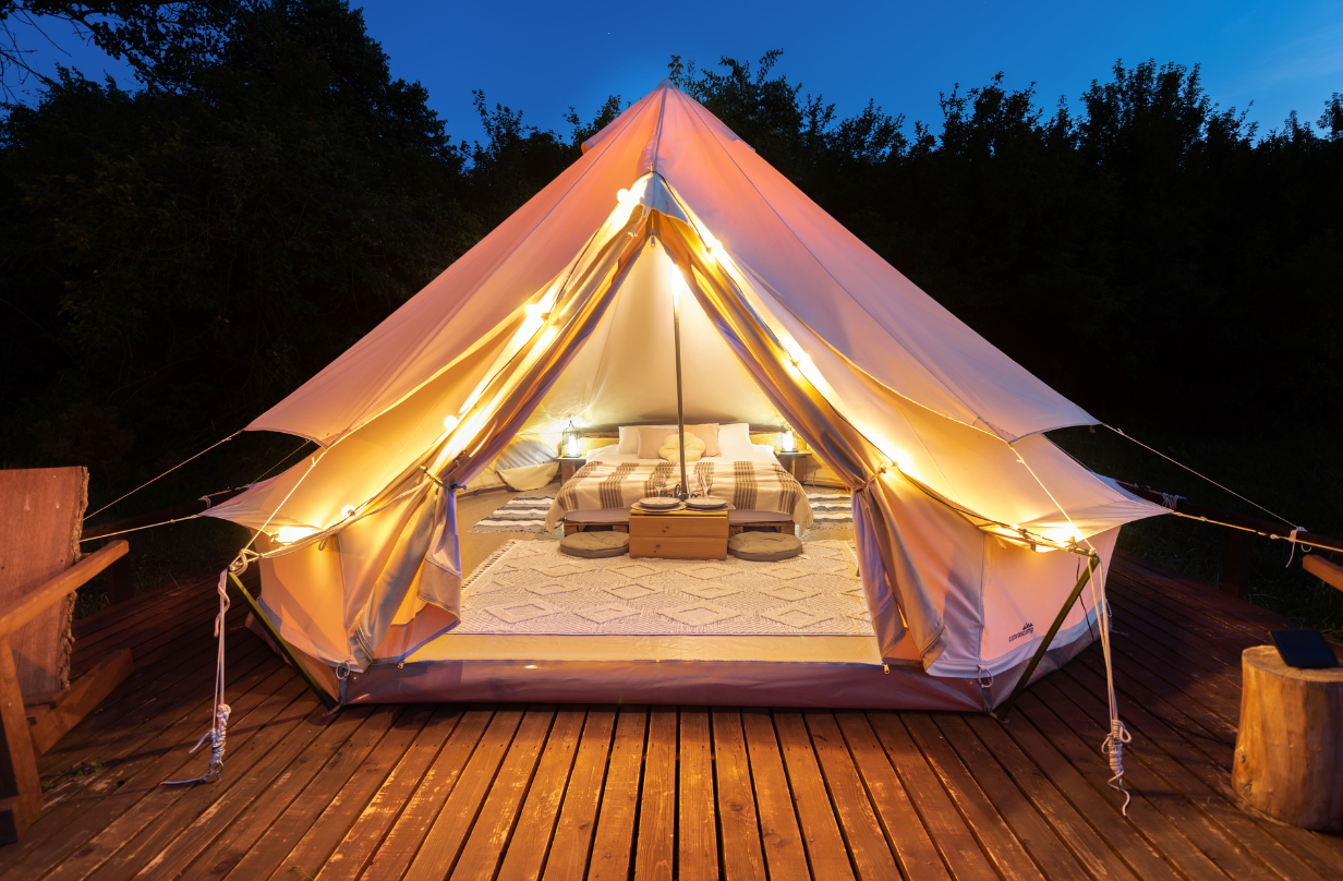 camping tent at night