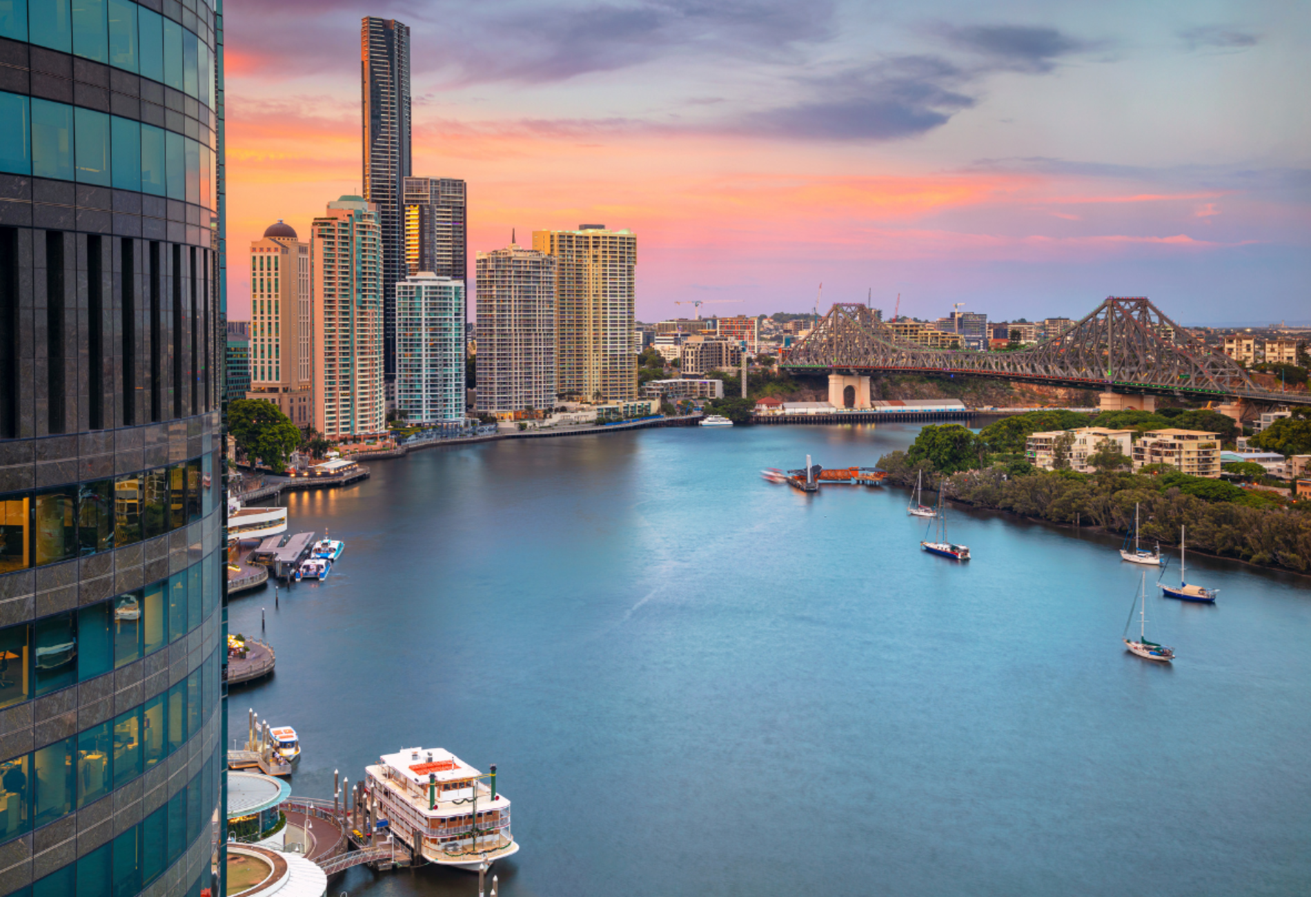 city of Brisbane, Australia, one of the destinations United Airlines flies