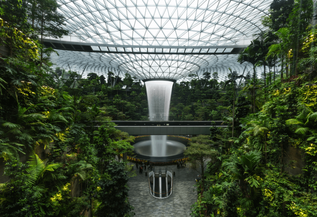 singapore airport changi waterfall