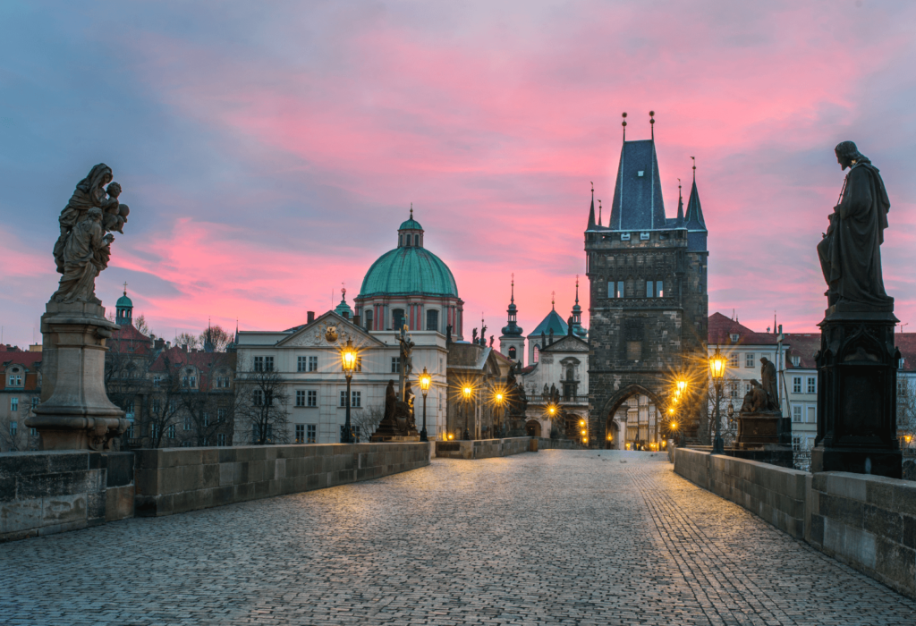 charles bridge at sunrise