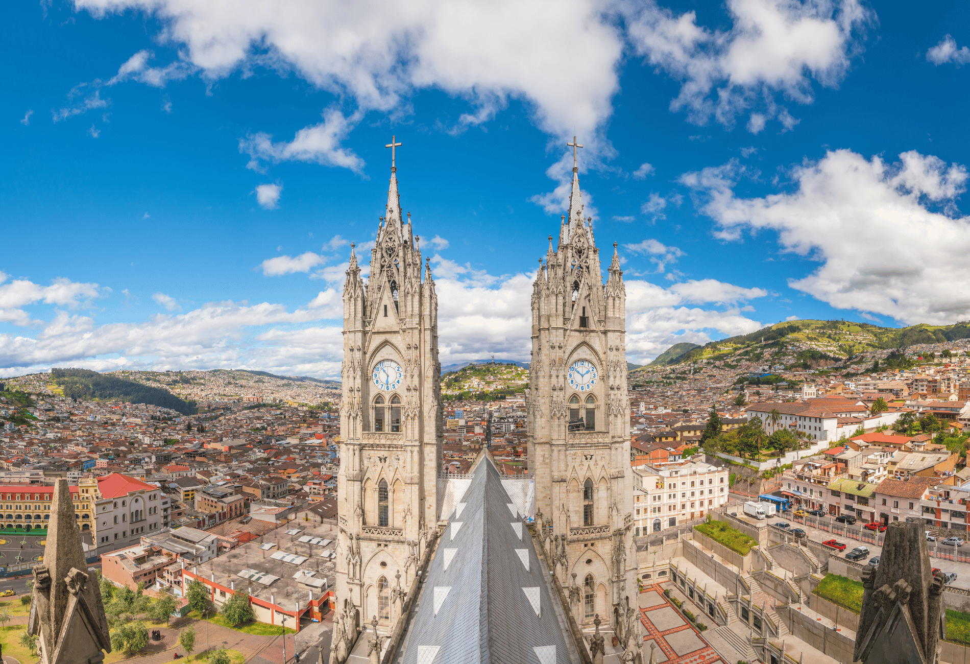 aerial view of city skyline of Quito, Ecuador for the JetBlue and Pepsi partnership