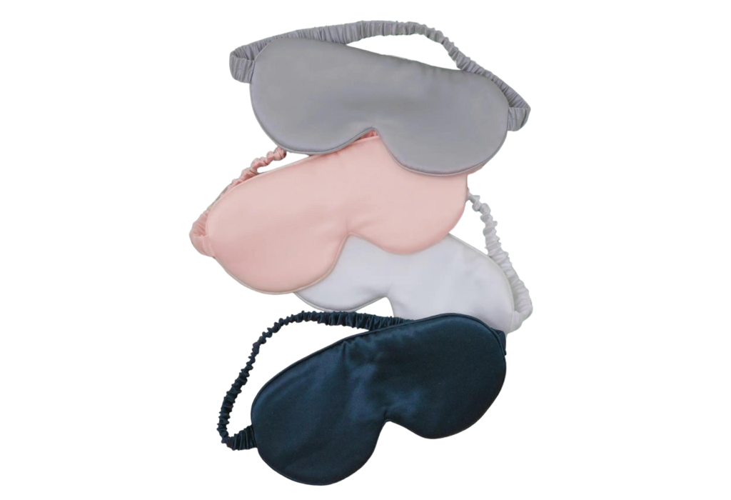 eye masks in different colors for options on sleeping on a plane and beating jet lag
