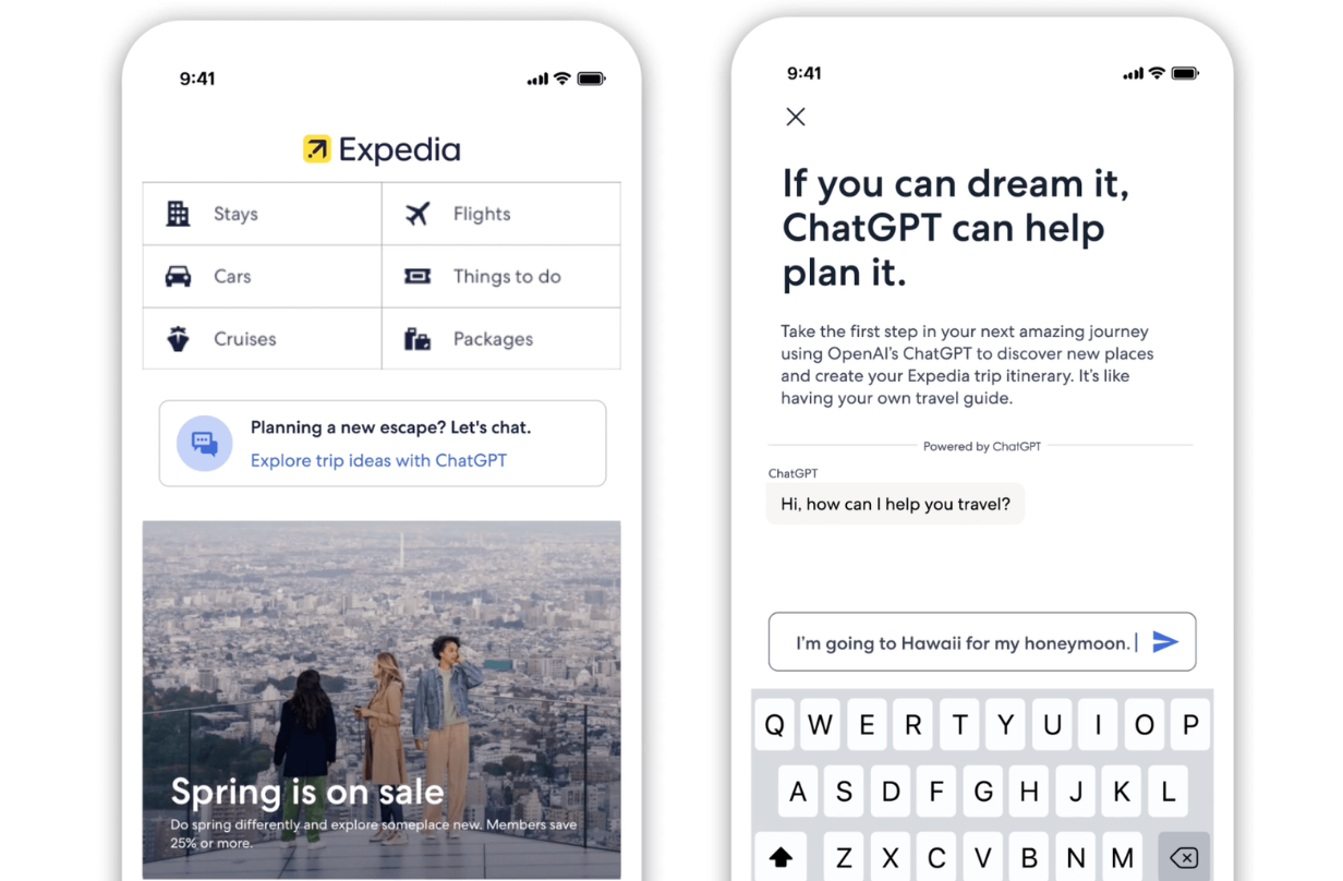 expedia chat gpt travel planning app
