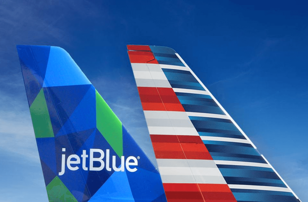 jetblue american airlines plane fins